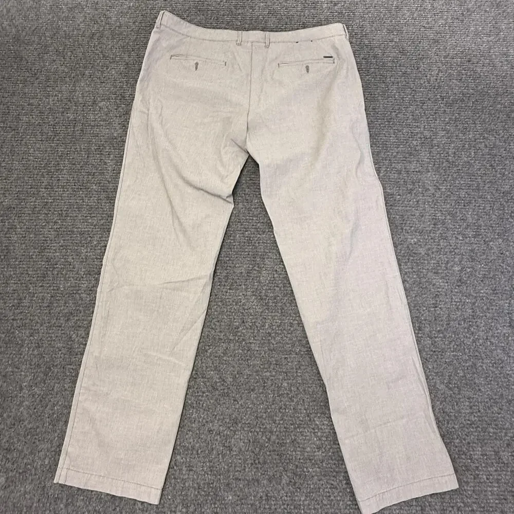 Hugo Boss Pants Mens 38x32 Gray Chambray Stretch Chino Casual Italian Crigan3-W